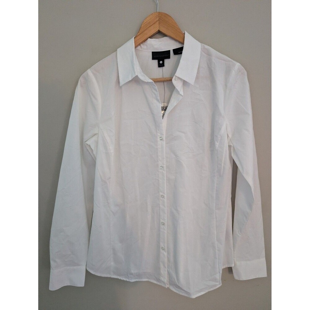 Worthington White Button Down Blouse Shirt Size 8